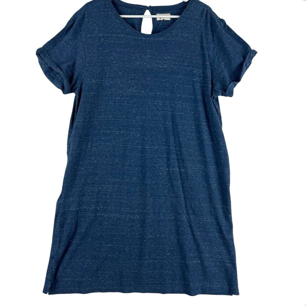 Pact Womens Keyhole Back T-Shirt Dress XL Navy Heather Organic Cotton